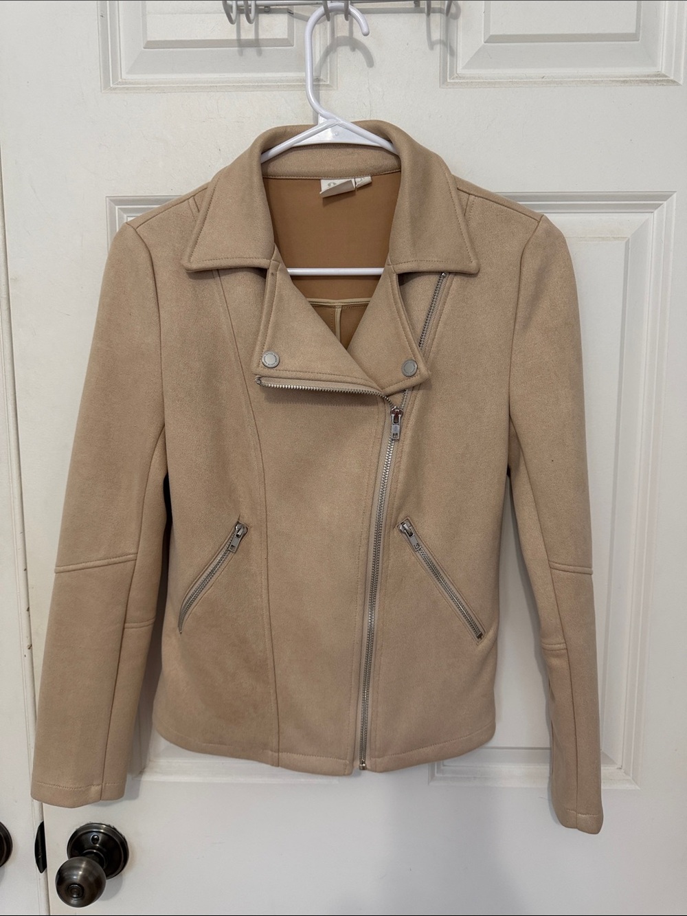 Adyson Parker Beige Faux Suede Moto Jacket size XS